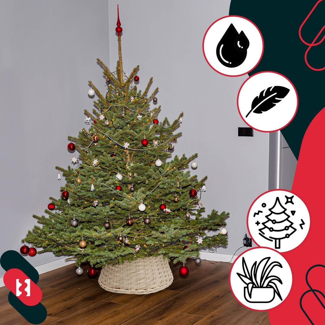 KOTARBAU® Weihnachtsbaum Rock aus Weide Ø 45 cm Gebleicht Christbaumständer aus Rattan Natur Weihnac