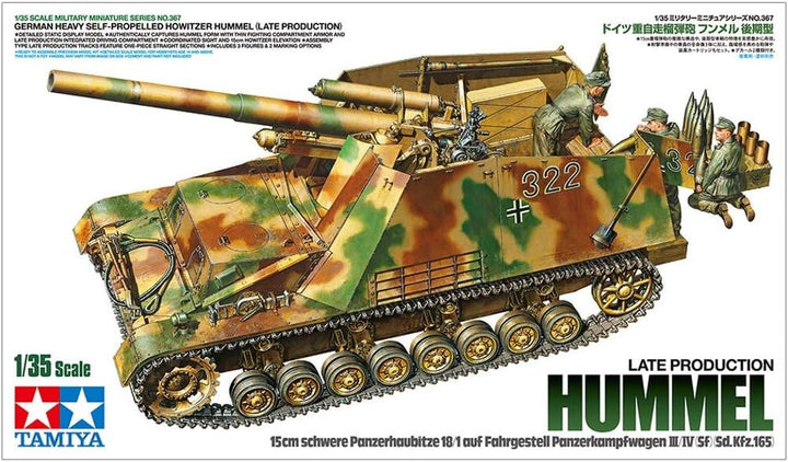 TAMIYA 35367 - 1:35 Deutsche Panzer-Haubitze Hummel (3)Sp.Prod., Modellbau, Plastik Bausatz, Basteln