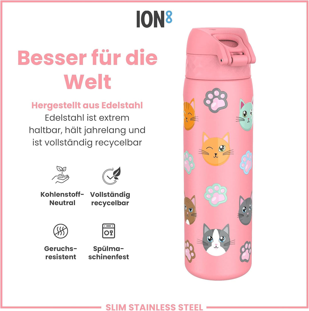 Ion8 Trinkflasche, Auslaufsicher, Einhandöffnung, Sichere Verriegelung, Spülmaschinenfest, Tragegrif