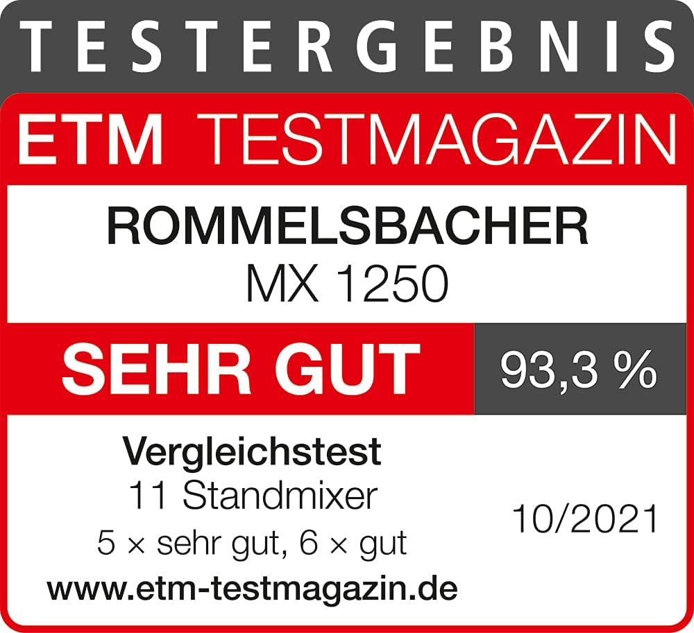 ROMMELSBACHER Standmixer MX 1250 - 22.000 U/min, stufenlose Drehzahlregulierung, Funktionstasten (Sm