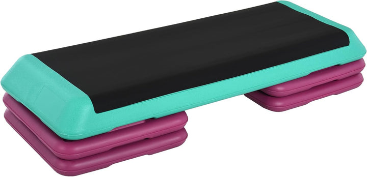 HOMCOM Steppbrett Aerobic Fitness Heimtrainer Stepper höhenverstellbar 10cm/15cm/20cm PVC PP Schwarz
