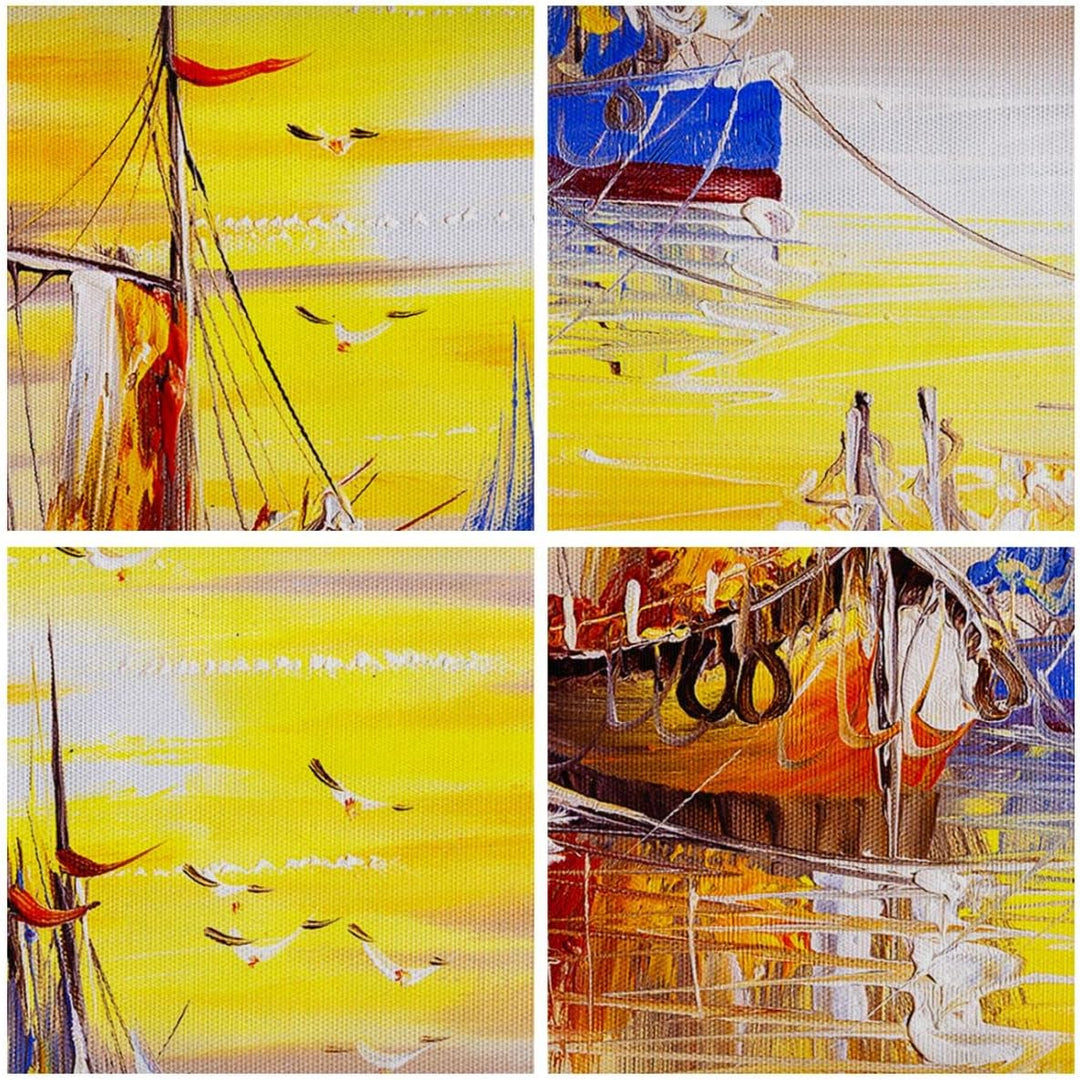 ARTTOR Bilder auf Leinwand Boote Sonne Meer Reisen Leinwandbild 70x50cm Wandbilder Dekoration Wohnzi