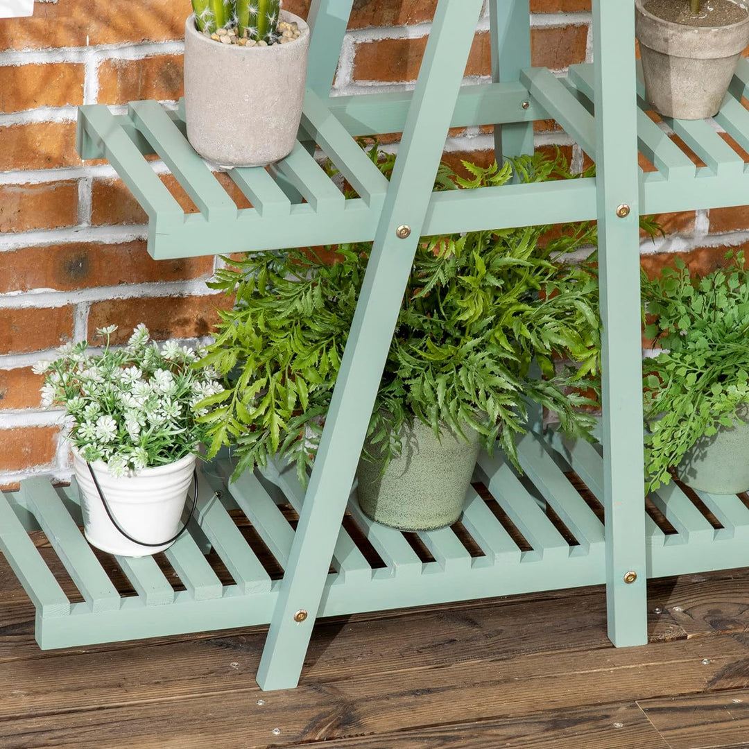 Outsunny Pflanzenregal, Blumenregal mit 3 Stufen, Pflanzentreppe für 6 Blumentöpfen, Pflanzenständer