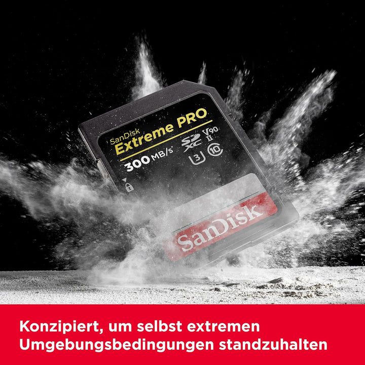 SanDisk Extreme PRO SDHC UHS-II Speicherkarte V90 128 GB (300 MB/s, 8K-, 4K- und Full-HD-Videoaufnah