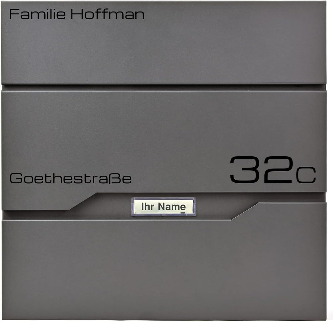 Verda Briefkasten mit Zeitungsfach Wandbriefkasten Zeitungsrolle Designer Postkasten Sichtfenster Na