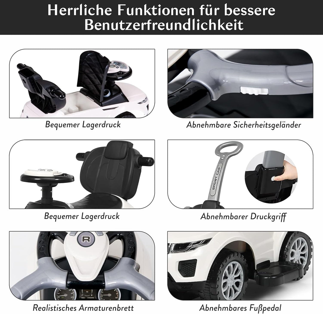 COIL Rutschauto ab 1 Jahr mit Schiebestange 614 W - Baby Car Rutschauto für Kinder - 3-in-1 Design -