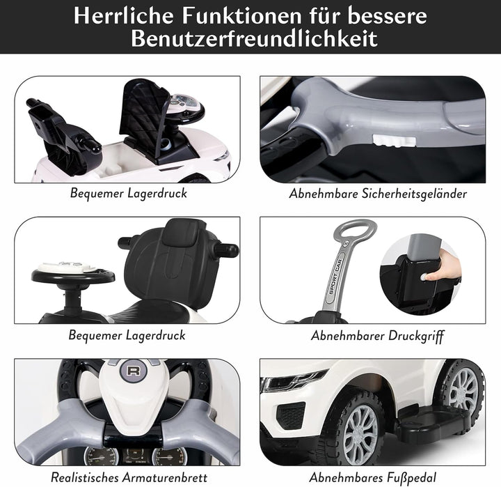 COIL Rutschauto ab 1 Jahr mit Schiebestange 614 W - Baby Car Rutschauto für Kinder - 3-in-1 Design -
