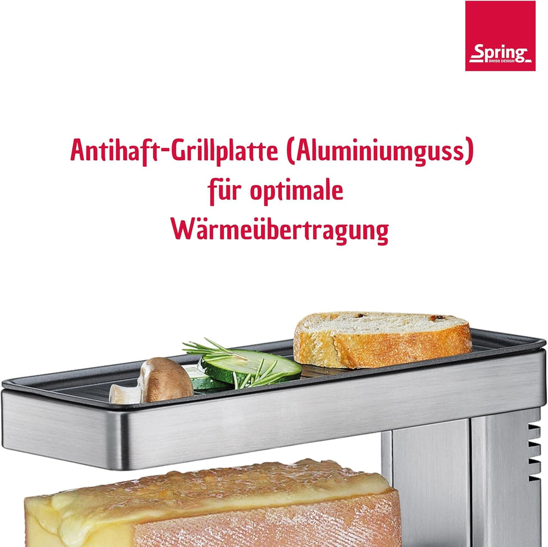 SPRING Raclette Ofen | Schweizer Raclette-Gerät | Edelstahl | stufenlos höhenverstellbar | mit antih