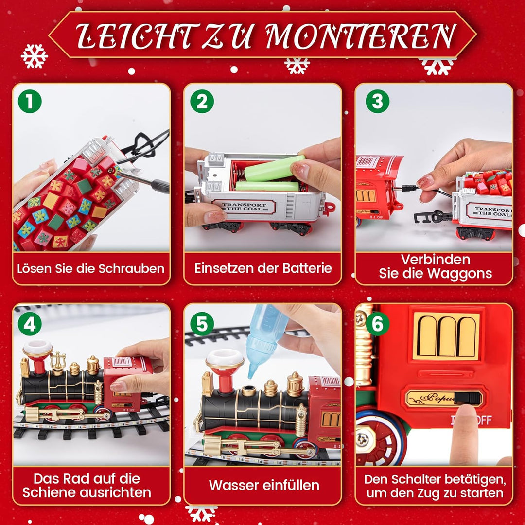 BuzzoXerex Zug Weihnachtsbaum, Eisenbahn Weihnachtsbaum Elektrisch, Weihnachtszug fĂŒr Den Tannenbaum