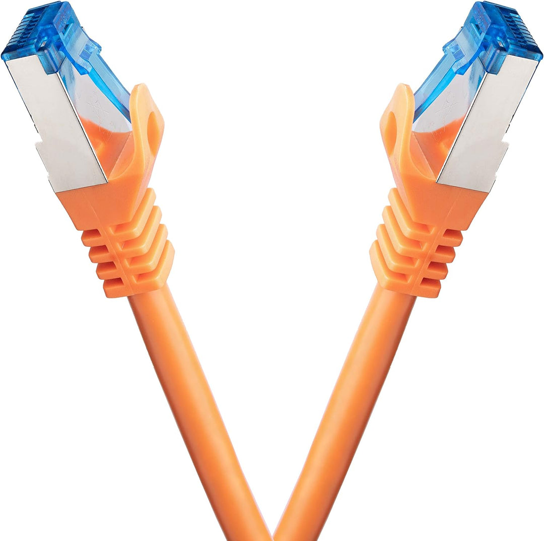BIGtec 50m CAT.7 Patchkabel Netzwerkkabel Gigabit Patch DSL LAN Ethernet Kabel orange Kupferkabel do