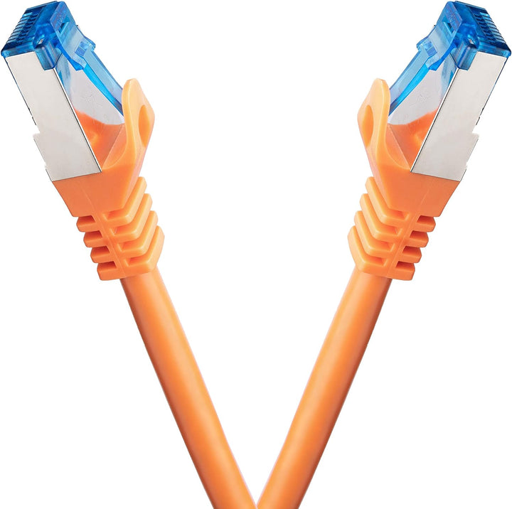 BIGtec 50m CAT.7 Patchkabel Netzwerkkabel Gigabit Patch DSL LAN Ethernet Kabel orange Kupferkabel do