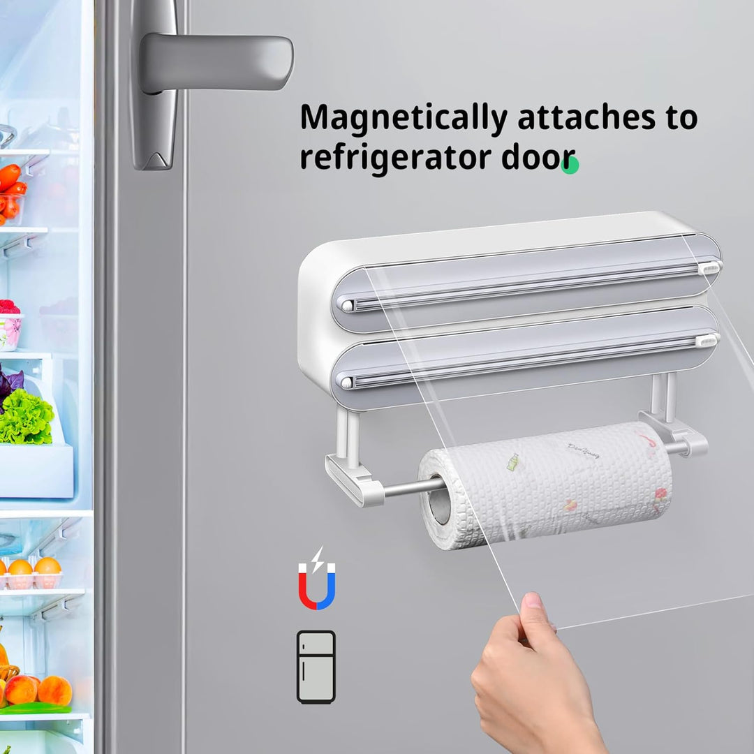 DBREAKS Wandrollenhalter Küche 3 Rollen, küchenrollenhalter magnetisch, Frischhaltefolie Schneider,