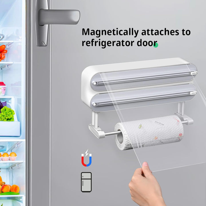 DBREAKS Wandrollenhalter Küche 3 Rollen, küchenrollenhalter magnetisch, Frischhaltefolie Schneider,