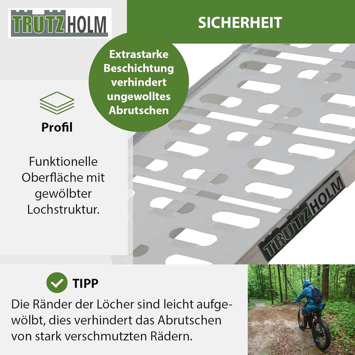TRUTZHOLM 2 x Auffahrrampe klappbar 228 cm Traglast 680 kg Alu grau gelocht Motorradrampe 2x Rampe S