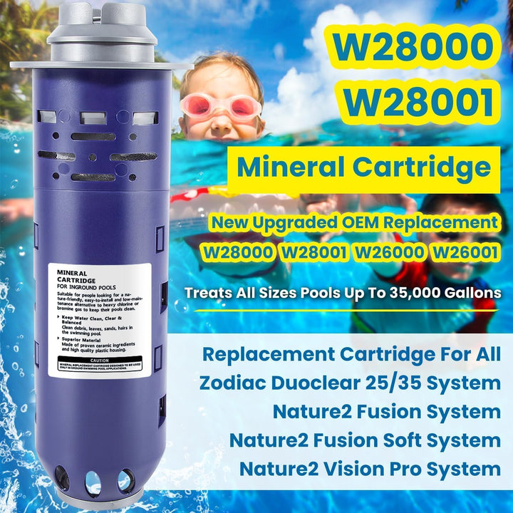 CTcar W28001 Mineralkartusche für Zodiac All DuoClear System 35 Gefässe Pool-Desinfektionsmittel, au