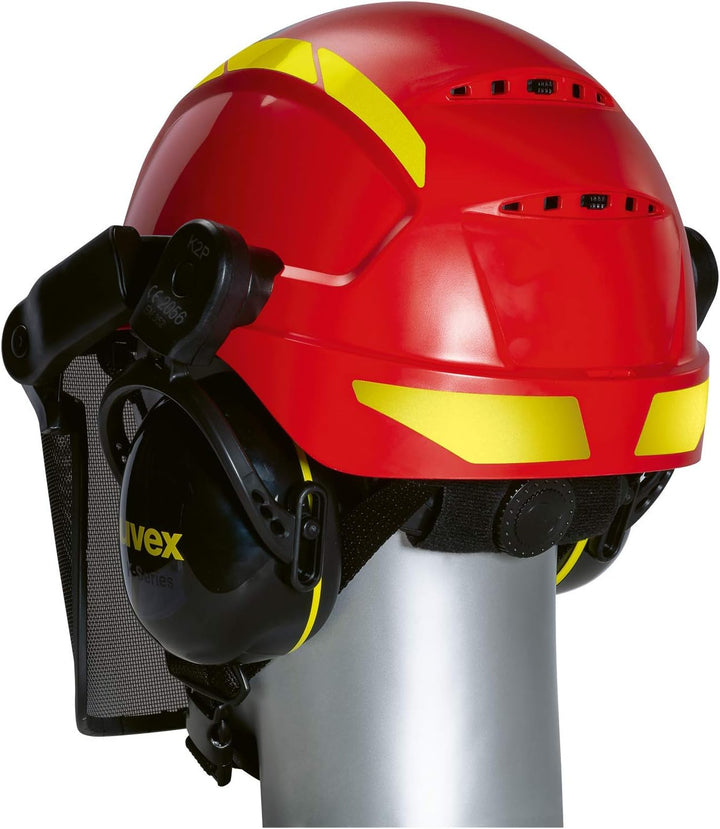 Uvex Pheos Forestry - Forsthelm mit Gehör- und Gesichtsschutz - SNR: 30dB Rot, Rot