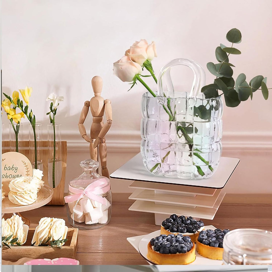 DBREAKS Vase Glas Handtasche, Bunt Blumenvase, Tasche Glasvasen, Handgemachte Vase, Kreative Bubble