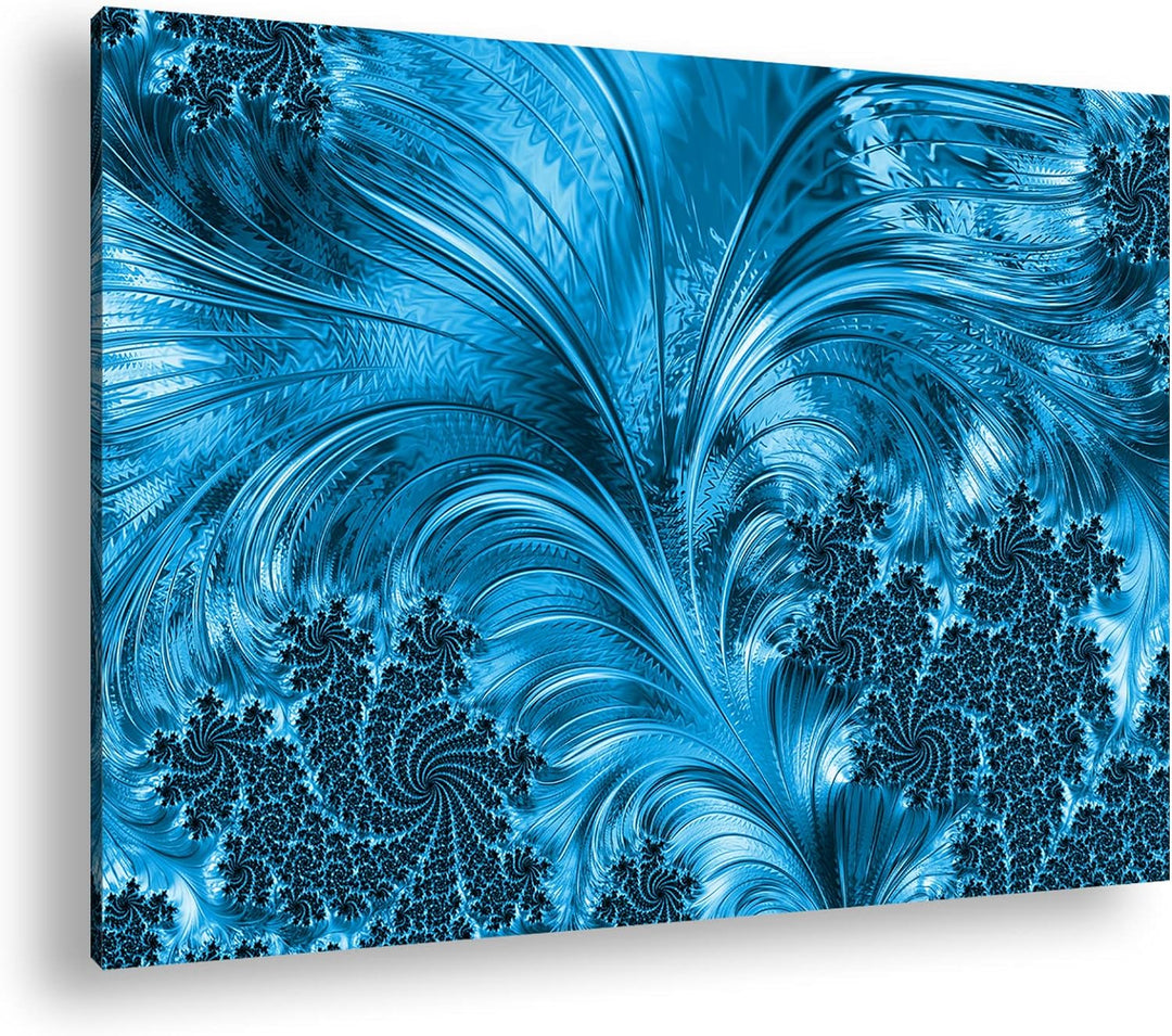 deyoli violettes Fraktal Muster Format: 80x60 Effekt: Monocrome Blau als Leinwand, Motiv fertig gera