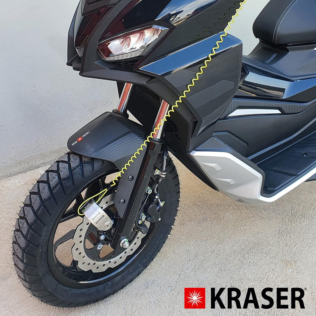 KRASER KR10S Motorrad Alarm Vorhängeschloss, 120dB Double Lock Anti-Diebstahl Bike Disc Clip mit War