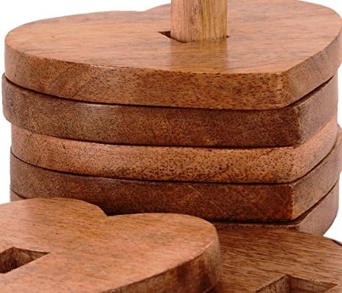 Purpledip Untersetzer aus Holz, stapelbar, in Herzform: einzigartiges Esstisch Zubehör, Einzugs -Ges