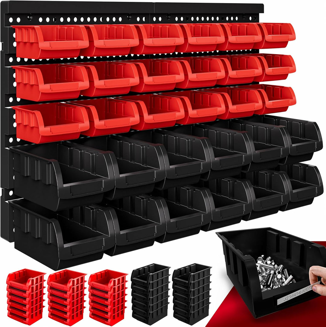 DEUBA® Stapelboxen 32 tlg. Erweiterbar Etikettenfach Stabil Stossfest Starke Wandplatten Wandregal W