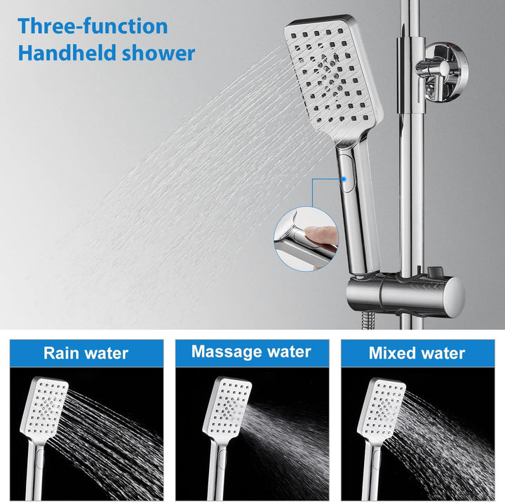 BONADE Duschsystem mit Thermostat Regendusche Duschkopf aus 304 Edelstahl, Duscharmatur Komplettset