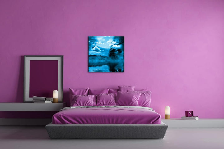 deyoli verschleierte Frau Format: 40x40 Effekt: Monocrome Blau als Leinwand, Motiv fertig gerahmt au