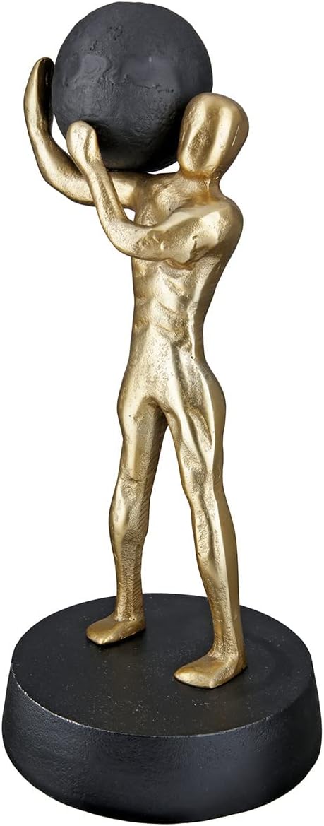 GILDE Deko Figur Skulptur Strong Stark XL - Moderne Kunst und Dekoration aus Kunstharz - Farbe: Gold