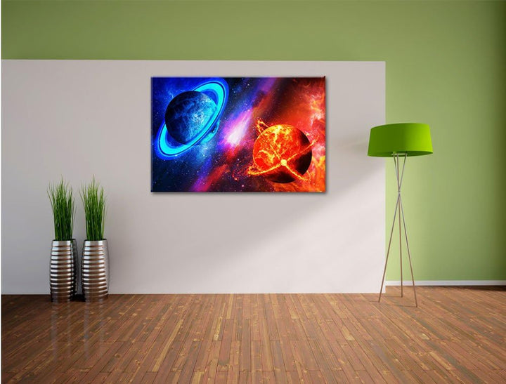 Ausgleich im Weltall, Format: 100x70 auf Leinwand, XXL riesige Bilder fertig gerahmt mit Keilrahmen,