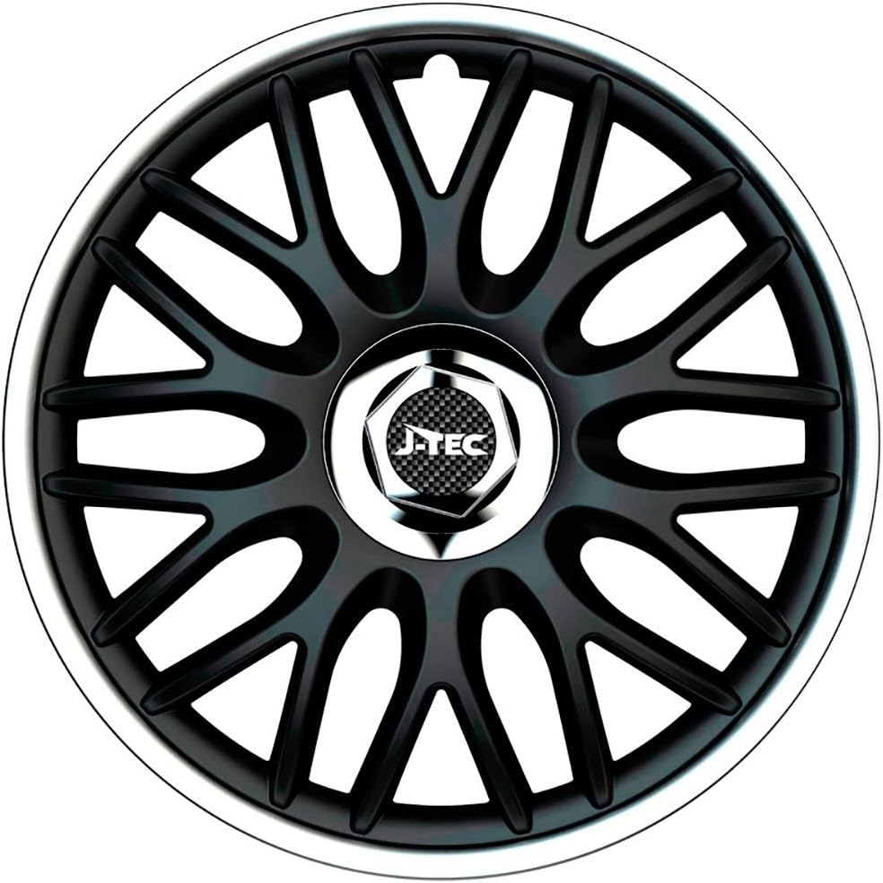 Satz J-Tec Radzierblenden Orden R 16-Zoll Schwarz/Silber + Chrom Ringe 16-inch Schwarz/Silber + Chro