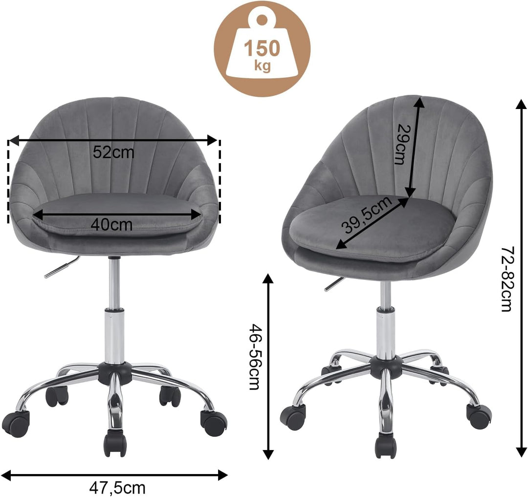 WOLTU Homeoffice Stuhl, Bürostuhl ergonomisch, Schminkstuhl drehbar, Drehstuhl mit Rollen, Schreibti