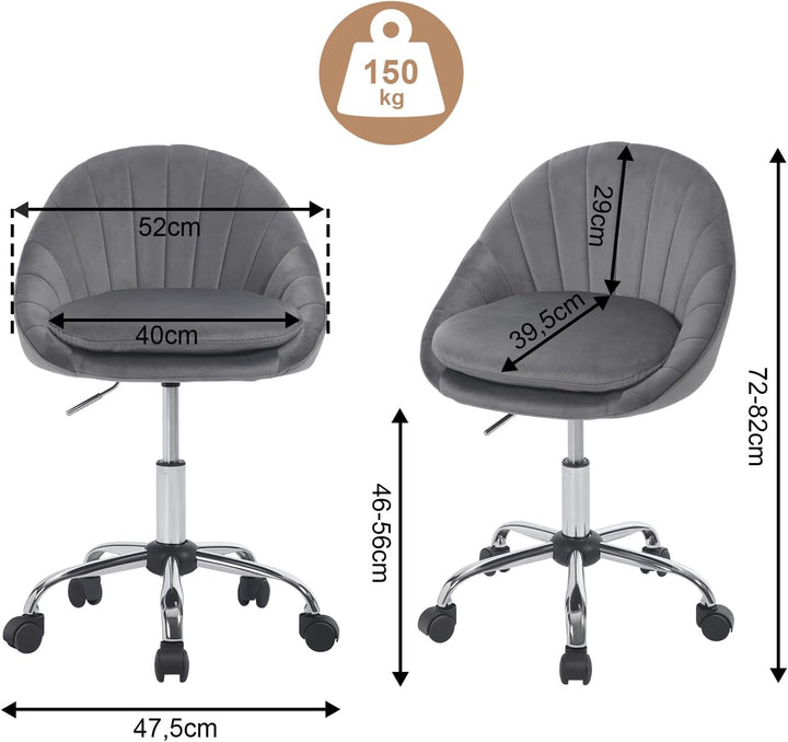 WOLTU Homeoffice Stuhl, Bürostuhl ergonomisch, Schminkstuhl drehbar, Drehstuhl mit Rollen, Schreibti