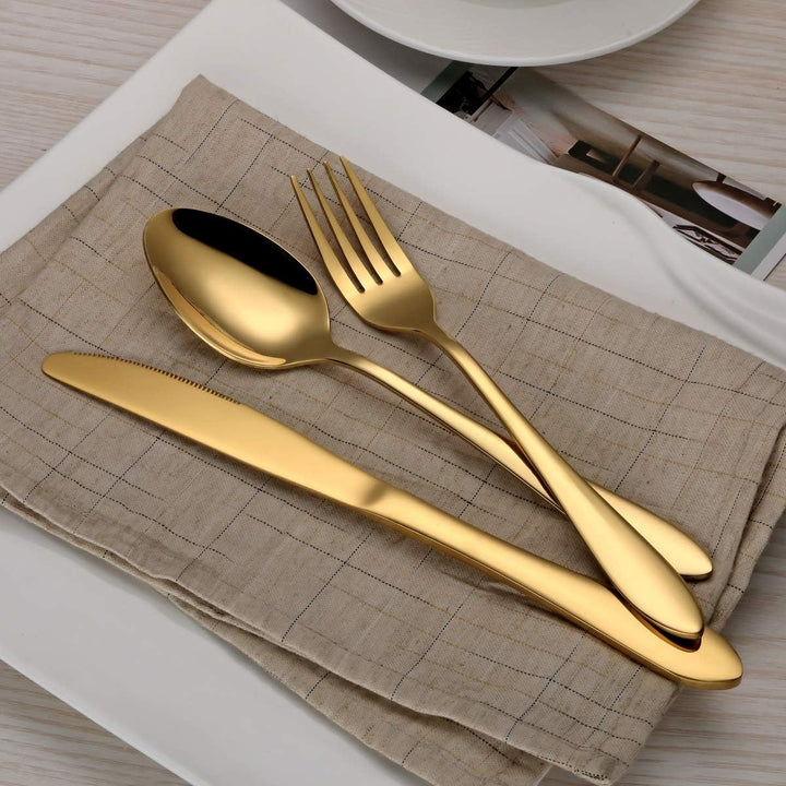 Besteck Set, Gold Besteck Set, Edelstahl Set Service für 6 Personen, 24 Stück Esszimmer Besteck, Gol