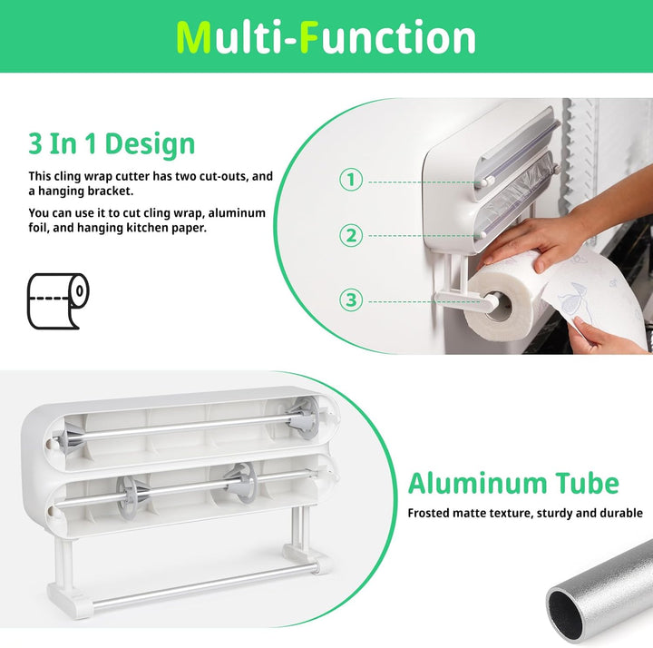 DBREAKS Wandrollenhalter Küche 3 Rollen, küchenrollenhalter magnetisch, Frischhaltefolie Schneider,