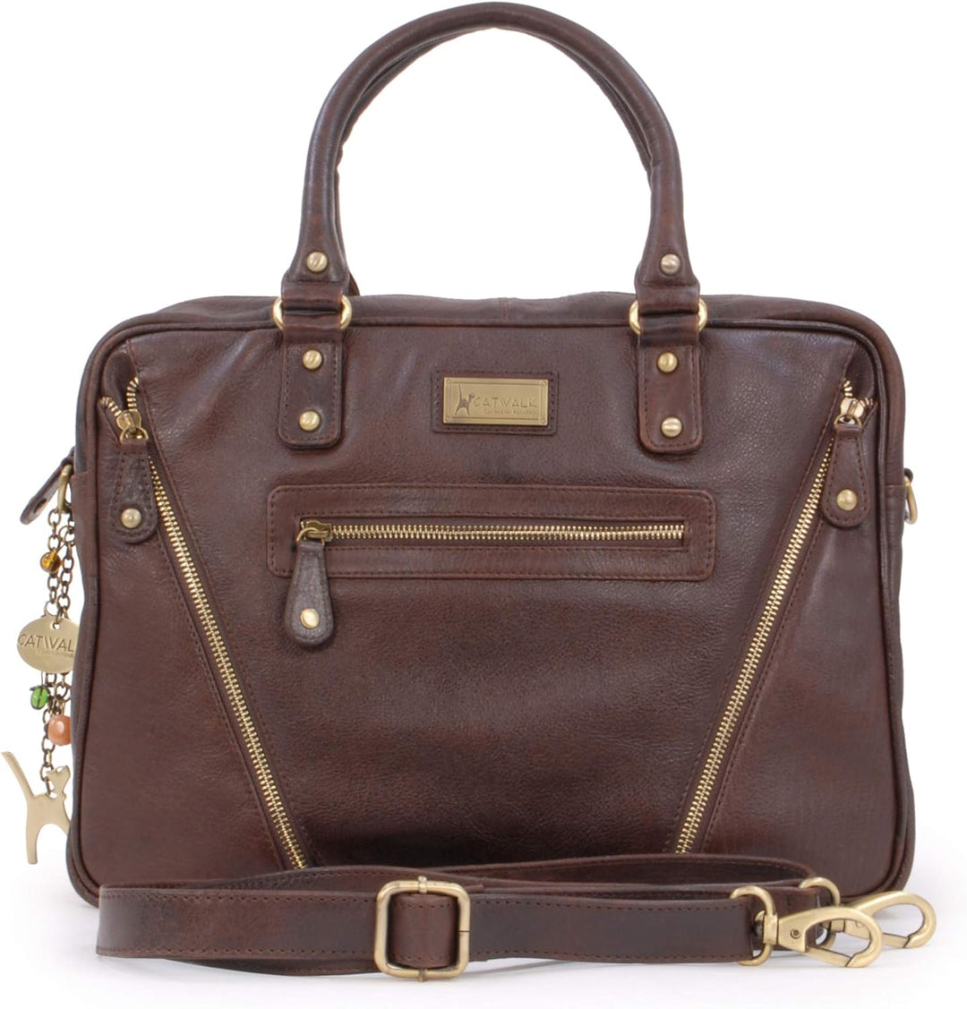 Catwalk Collection Handbags - Leder - Schultasche/Arbeitstasche/Aktentasche für Damen - Laptop/iPad