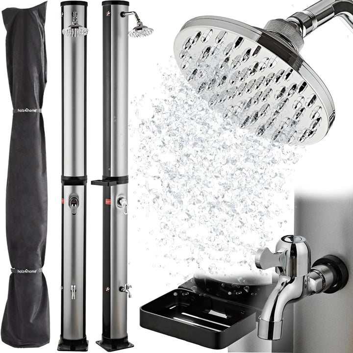 holz4home® Solardusche Gartendusche I Aussendusche mit Warmwasser bis 60°C I Outdoordusche für Garte