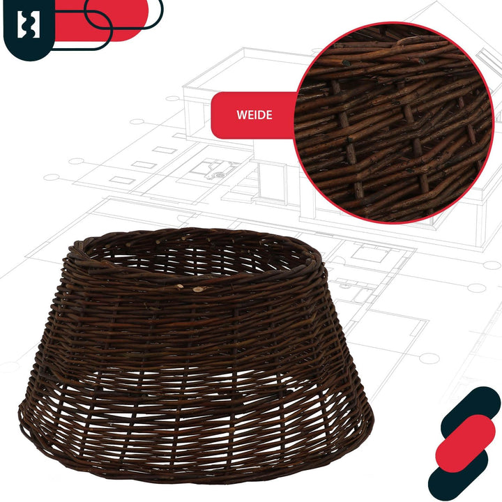 KOTARBAU® Weihnachtsbaum Rock aus Weide Ø 45 cm, Dunkel Braun Christbaumständer aus Rattan Natur, We