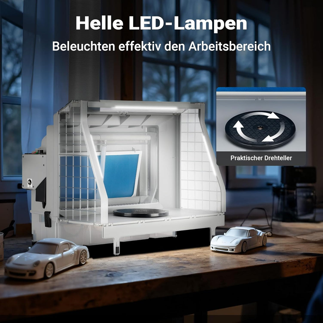 XPOtool Airbrush Absauganlage mit Wasserwand 11m³/min Wasserfall Wasserschild mit LED und Lüfter