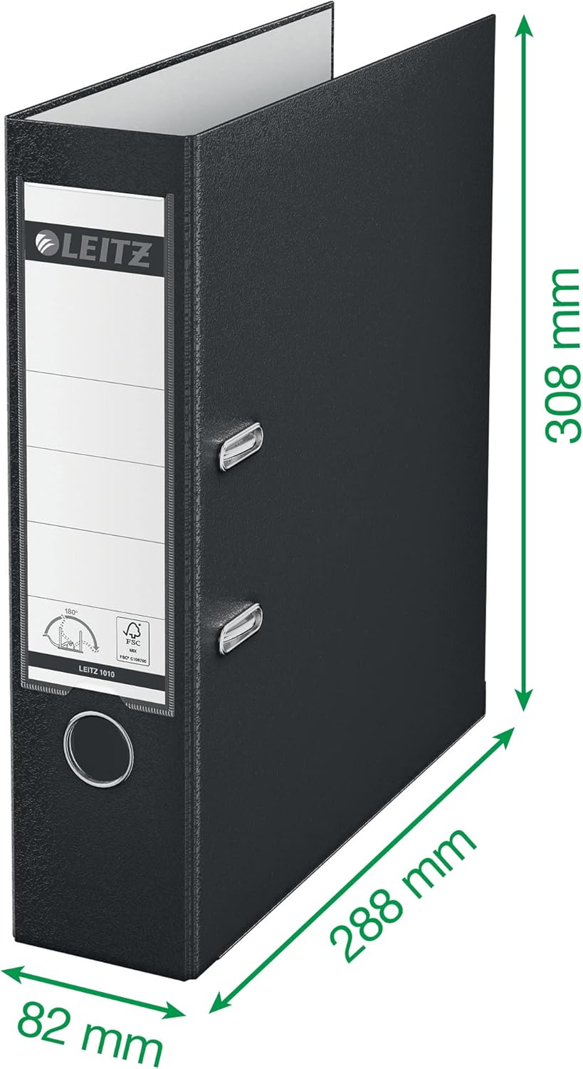 Leitz Qualitäts-Ordner 180° Plastik, 3er Pack, das Original, A4 Aktenordner 8 cm breit, 90% Recyclin