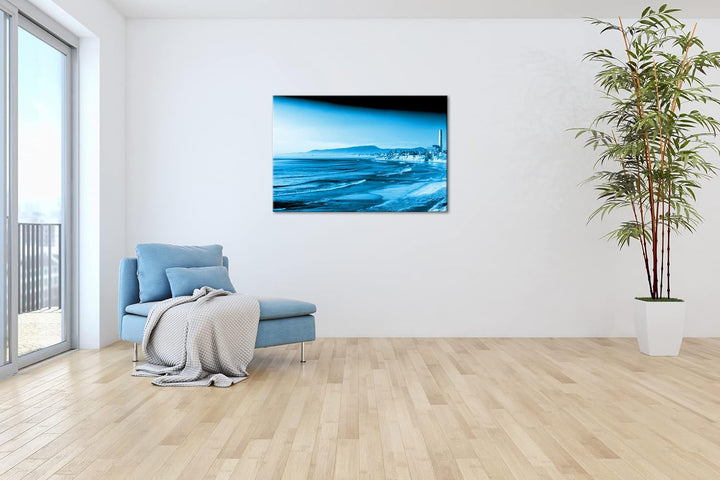 deyoli zauberhafte Küste von Kalifornien Format: 80x60 Effekt: Monocrome Blau als Leinwand, Motiv fe