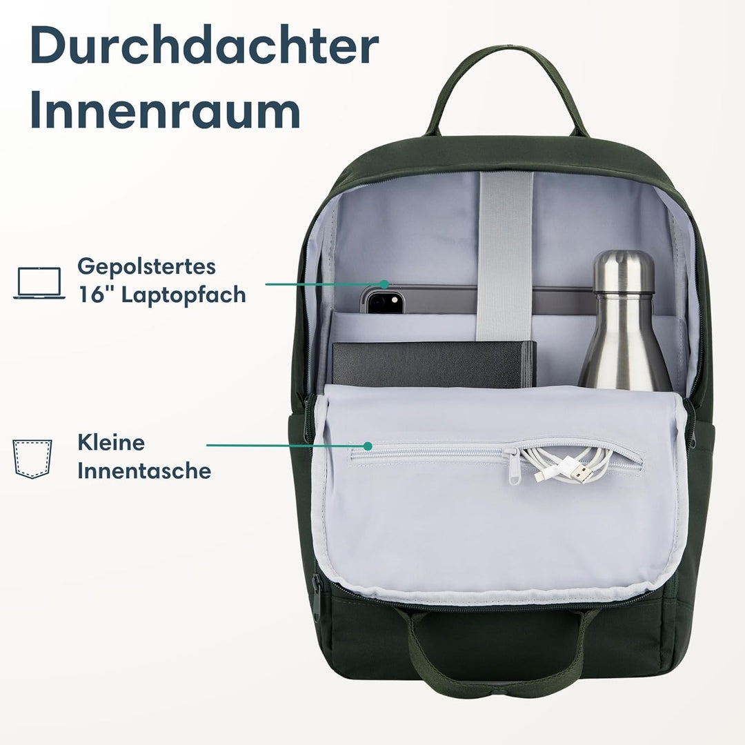 LARKSON Rucksack Damen & Herren - No 6 - Daypack mit 16 Zoll Laptopfach - Rucksäcke für City Schule