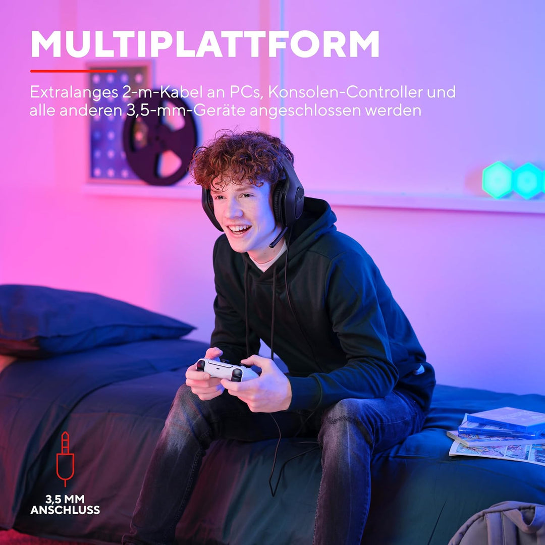 Trust Gaming GXT 415 Zirox Leichtes Gaming Headset mit 50-mm-Treiber für PC, Xbox, PS4, PS5, Switch,