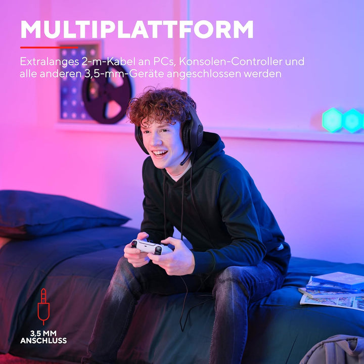 Trust Gaming GXT 415 Zirox Leichtes Gaming Headset mit 50-mm-Treiber für PC, Xbox, PS4, PS5, Switch,