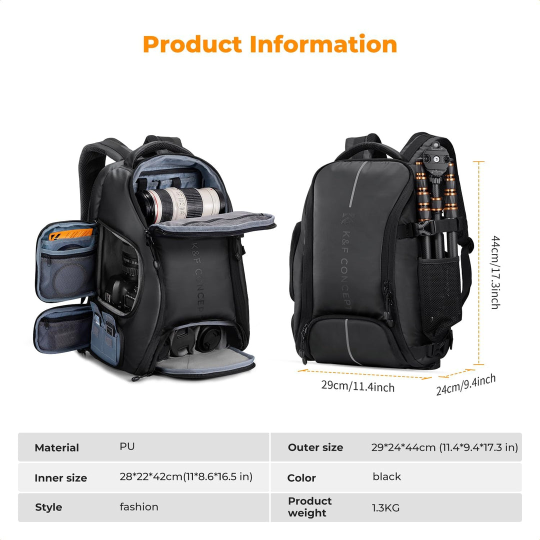 K&F CONCEPT Kamerarucksack wasserdicht Fotorucksack für Canon Nikon Sony Spiegelreflexkameras, Drohn