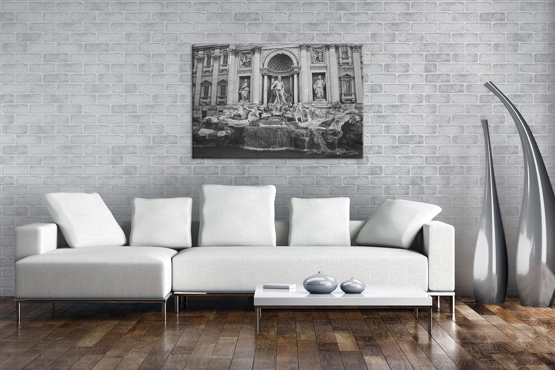deyoli Trevi Brunnen in Rom Format: 100x70 Effekt: Schwarz&Weiss als Leinwandbild, Motiv fertig gera