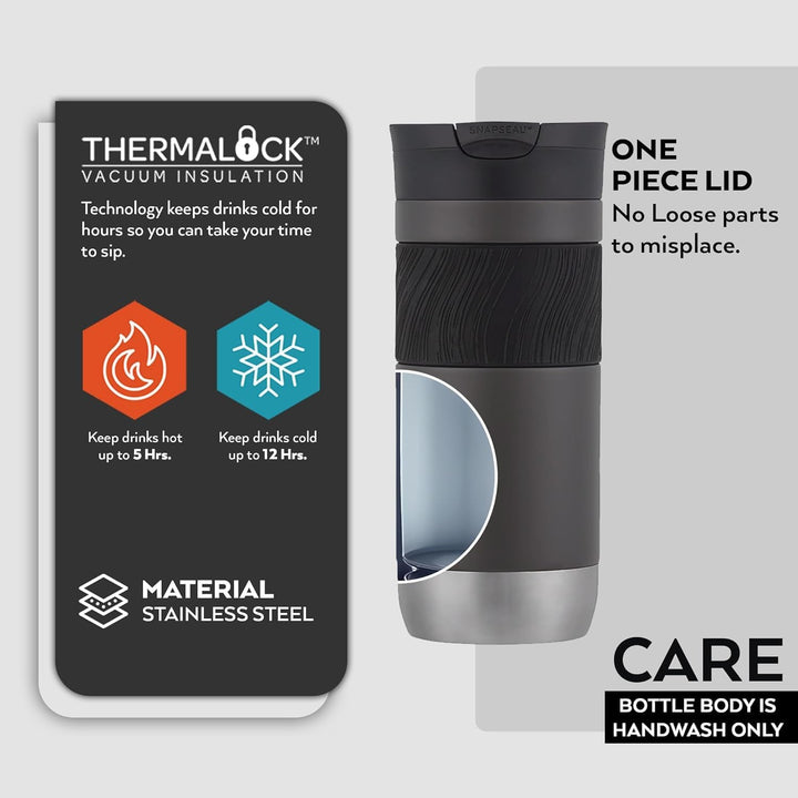 Contigo Byron 2.0 Thermobecher, Edelstahl Isolierbecher mit Snapseal Verschluss, Kaffeebecher to go,