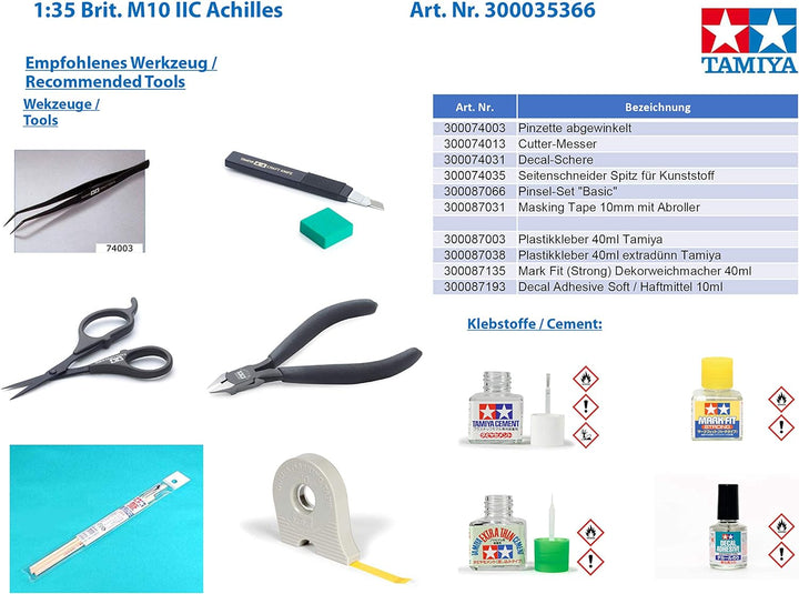Tamiya 35366 Militär 35366-1:35 Britische M10 IIC Achilles, Modellbau, Plastik Bausatz, unlackiert