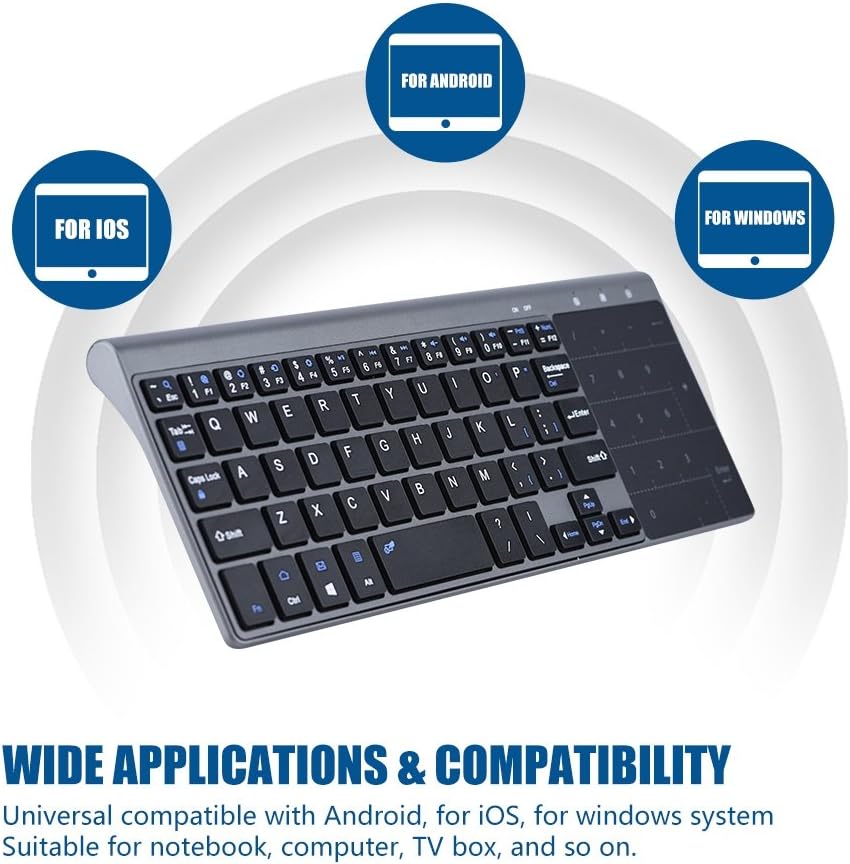 PUSOKEI Ultradünne 2,4-GHz-Funk-Tastatur mit Smart Touchpad, tragbarer Handheld-Tastatur, Universalt