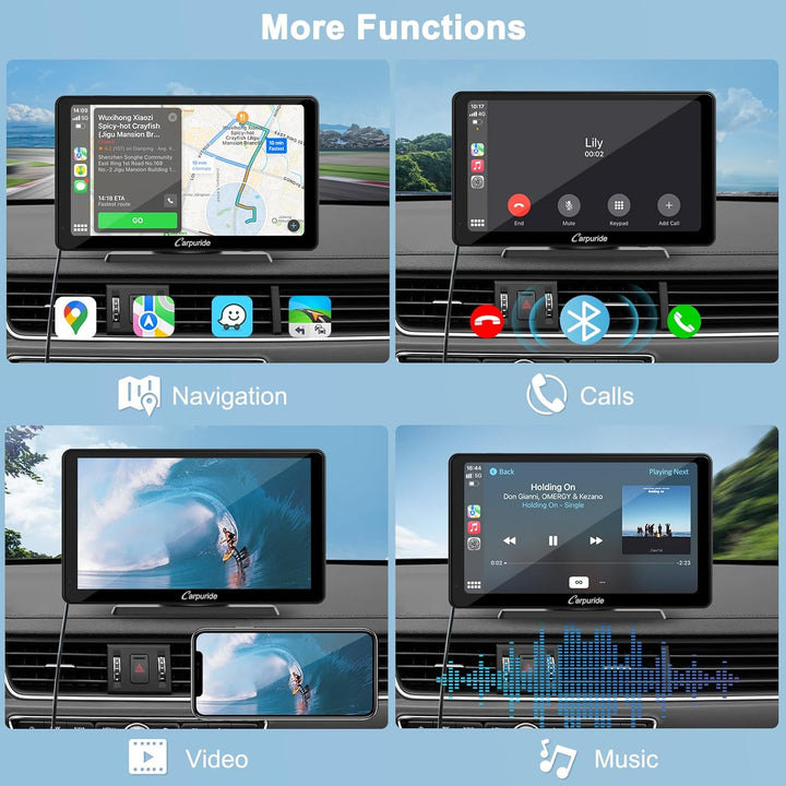 Carpuride C3 Wireless Apple Carplay & Android Auto Autoradio, Tragbares 7 Zoll HD Touchscreen Auto S