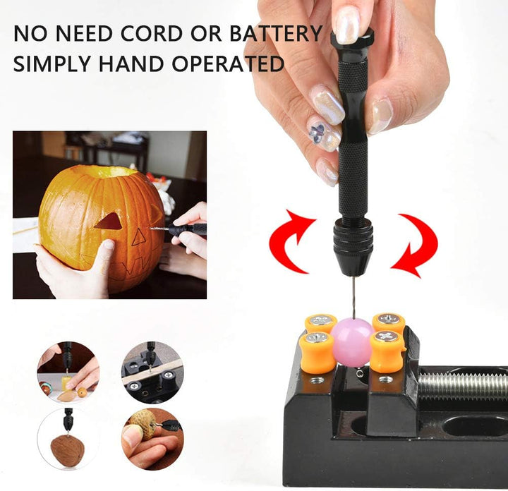 DODUOS Handbohrer Set mit 25 Stück Spiralbohrer Bits, 10 Stück PCB Mini Bohrer, 1 Stück Schraubstock